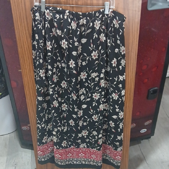 Emma James Dresses & Skirts - Emma James Black Floral Maxi Skirt with Red Accents